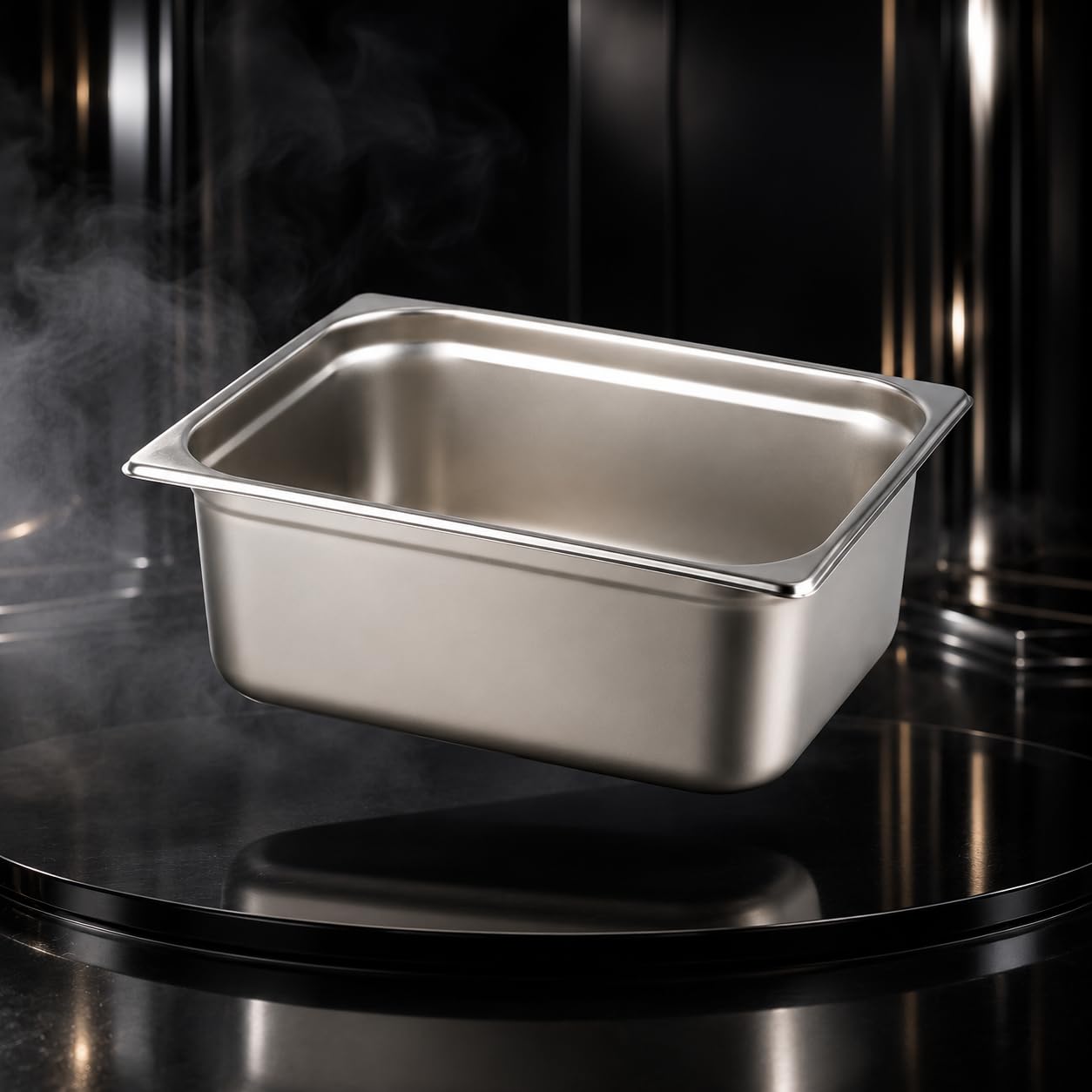 GURUBHAI EQUIPMENTS Gn Pan Food Container 1/2 100mm (4" Deep) Stainless Steel Gastronorm Pan with Lid-(Set of 1) – Easy-to-Clean Food Storage Solution for Commercial Kitchens, Catering use
