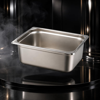GURUBHAI EQUIPMENTS Gn Pan Food Container 1/2 100mm (4" Deep) Stainless Steel Gastronorm Pan with Lid-(Set of 1) – Easy-to-Clean Food Storage Solution for Commercial Kitchens, Catering use