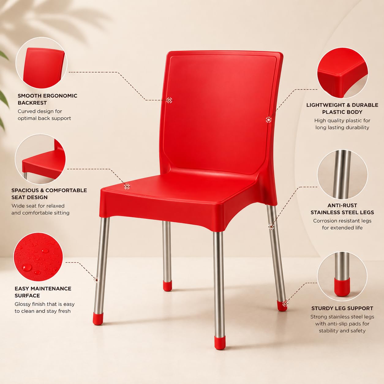 GURUBHAI EQUIPMENTS Dining Chair Restaurant Chair Cafe Chair for Home Dining Room Indoor Outdoor Seating