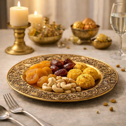 Gurubhai Equipments Round Serving Tray, Multipurpose for Tea, Snacks, Drinks and Food, Home, Kitchen and Party Use