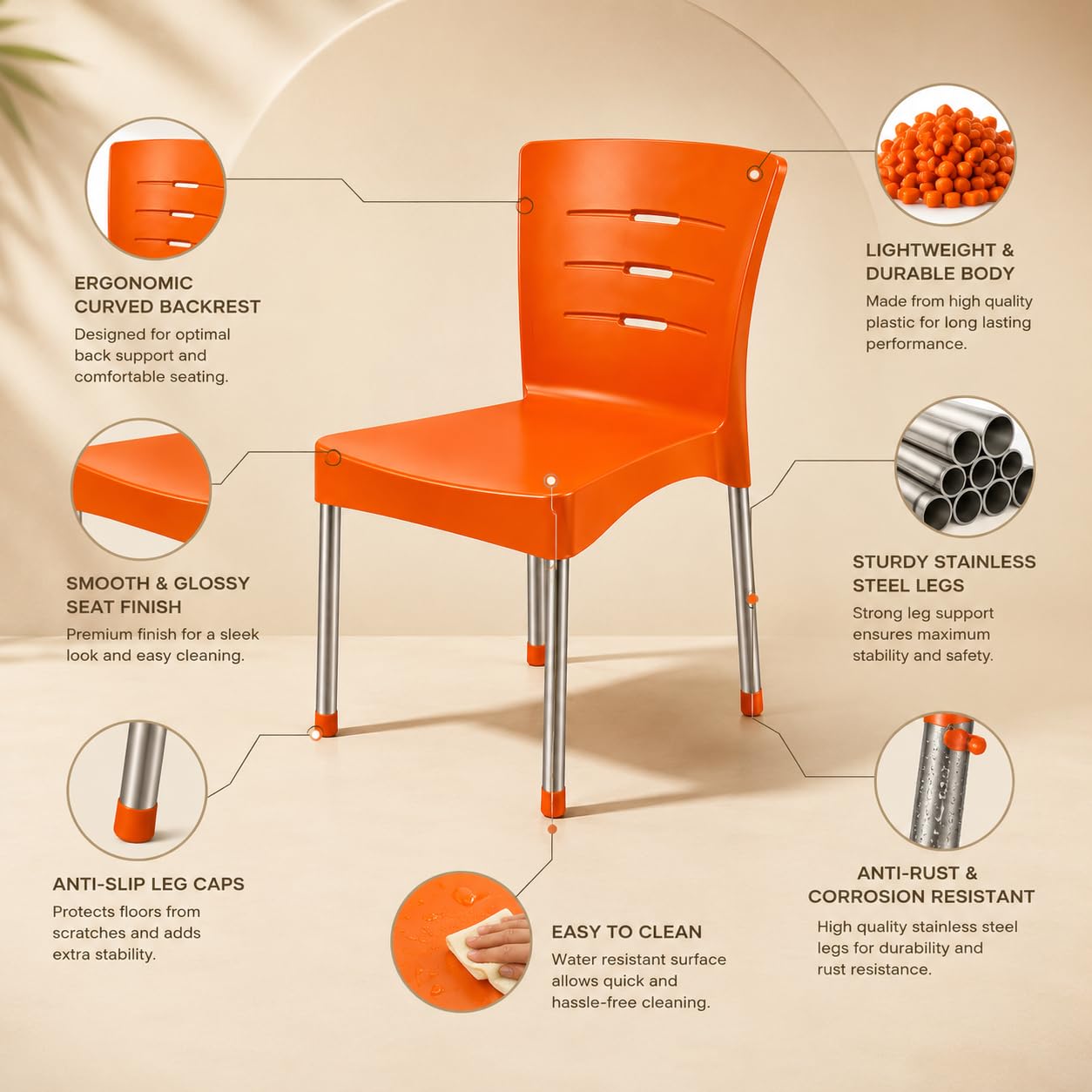 GURUBHAI EQUIPMENTS Dining Chair Restaurant Chair Cafe Chair for Home Dining Room Indoor Outdoor Seating