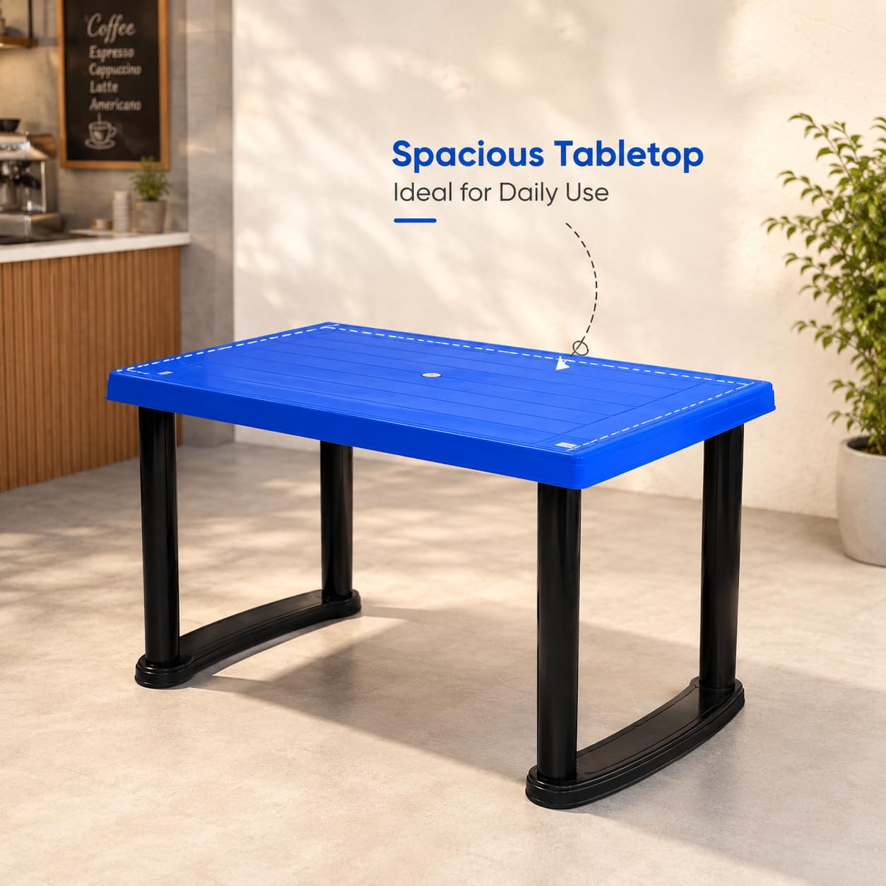 GURUBHAI EQUIPMENTS Melody Plastic Dining Table & Chair Rectangular Table for Home Cafe Restaurant Dining Use Blue Pack of 1