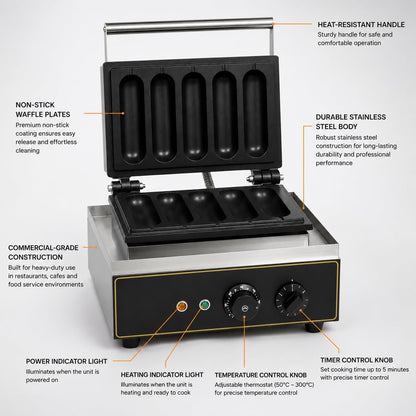 Gurubhai Equipments Commercial Waffle Maker Machine, Electric Belgian Waffle Baker, Professional Waffle Machine for Cafe Bakery Restaurant Food Stall