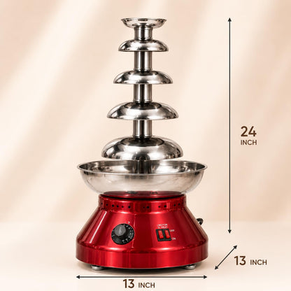 Gurubhai Equipments Electric Chocolate Fountain Machine with Stainless Steel Tower | 5-Tier Chocolate Fountain | Motor & Heating Control for Parties, Hotels, Catering & Events