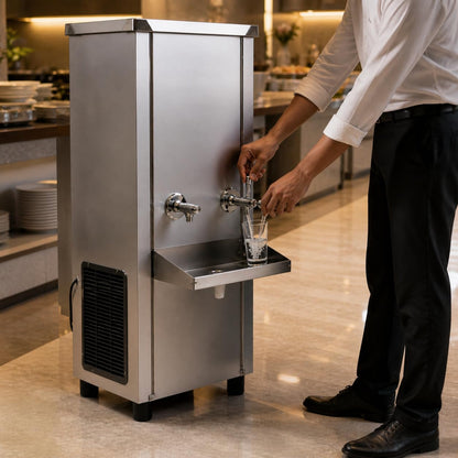 Gurubhai Equipments 40L Stainless Steel Water Cooler | Commercial Drinking Water Cooler Machine | Heavy Duty Electric Water Cooler for Office, School & Restaurant