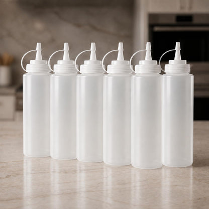 GURUBHAI EQUIPMENTS 1 Liter Ketchup Bottle – Pack of 6 Food-Grade Plastic Tomato Sauce Bottles for Restaurants, Cafeterias, Hotels & Catering