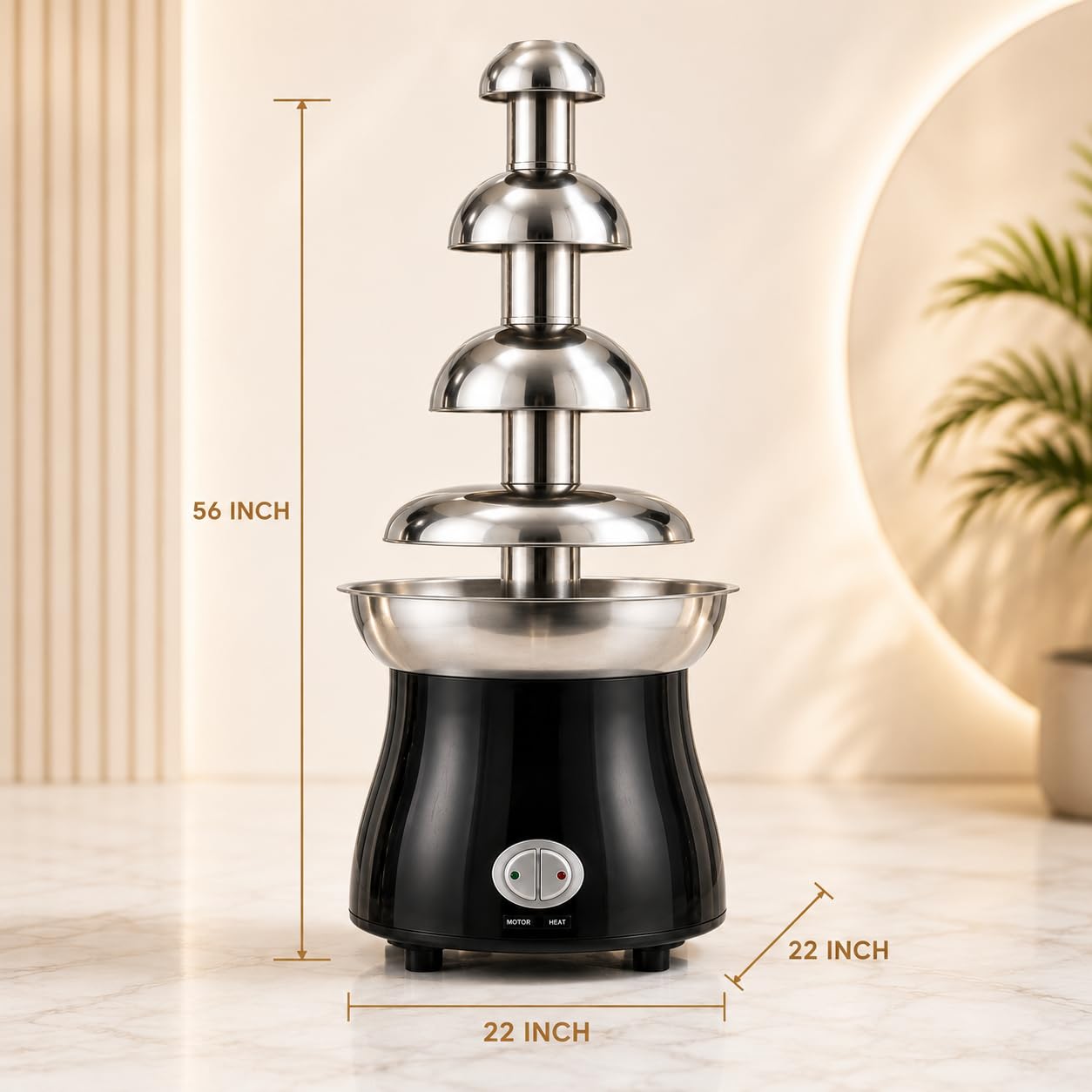 Gurubhai Equipments Electric Chocolate Fountain Machine with Stainless Steel Tower | 3-Tier Chocolate Fountain | Motor & Heating Control for Parties, Hotels, Catering & Events