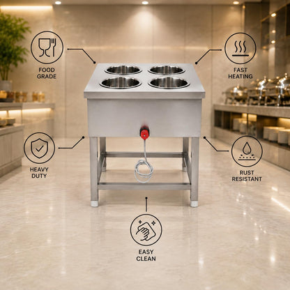 Gurubhai Equipments Electric Bain Marie Commercial Food Warmer Steam Table Buffet Counter for Restaurant Catering