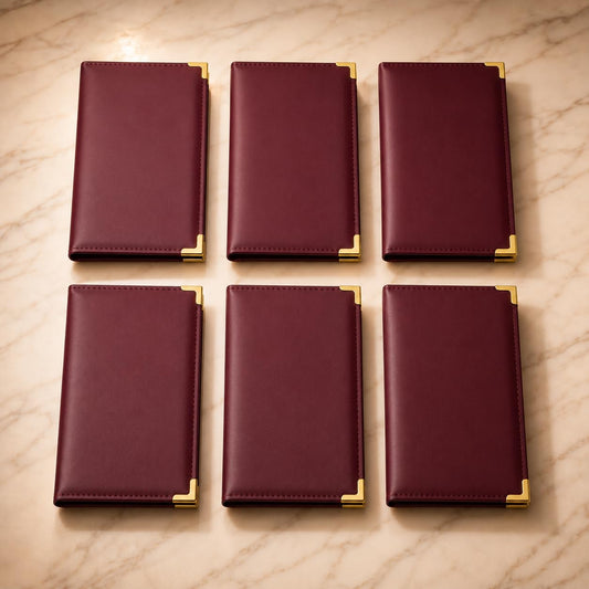 Gurubhai Equipments Premium Bill Holder Set of 6 – Leather Bill Holder/Folder for Restaurants, Cafés, Bars & Table Service