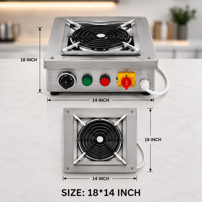 Gurubhai Equipment Commercial Induction Cooktop | Induction Stove with Temperature Control | Heavy Duty Induction Cooker for Restaurant, Hotel & Catering Kitchen (SS-IND-2500W)