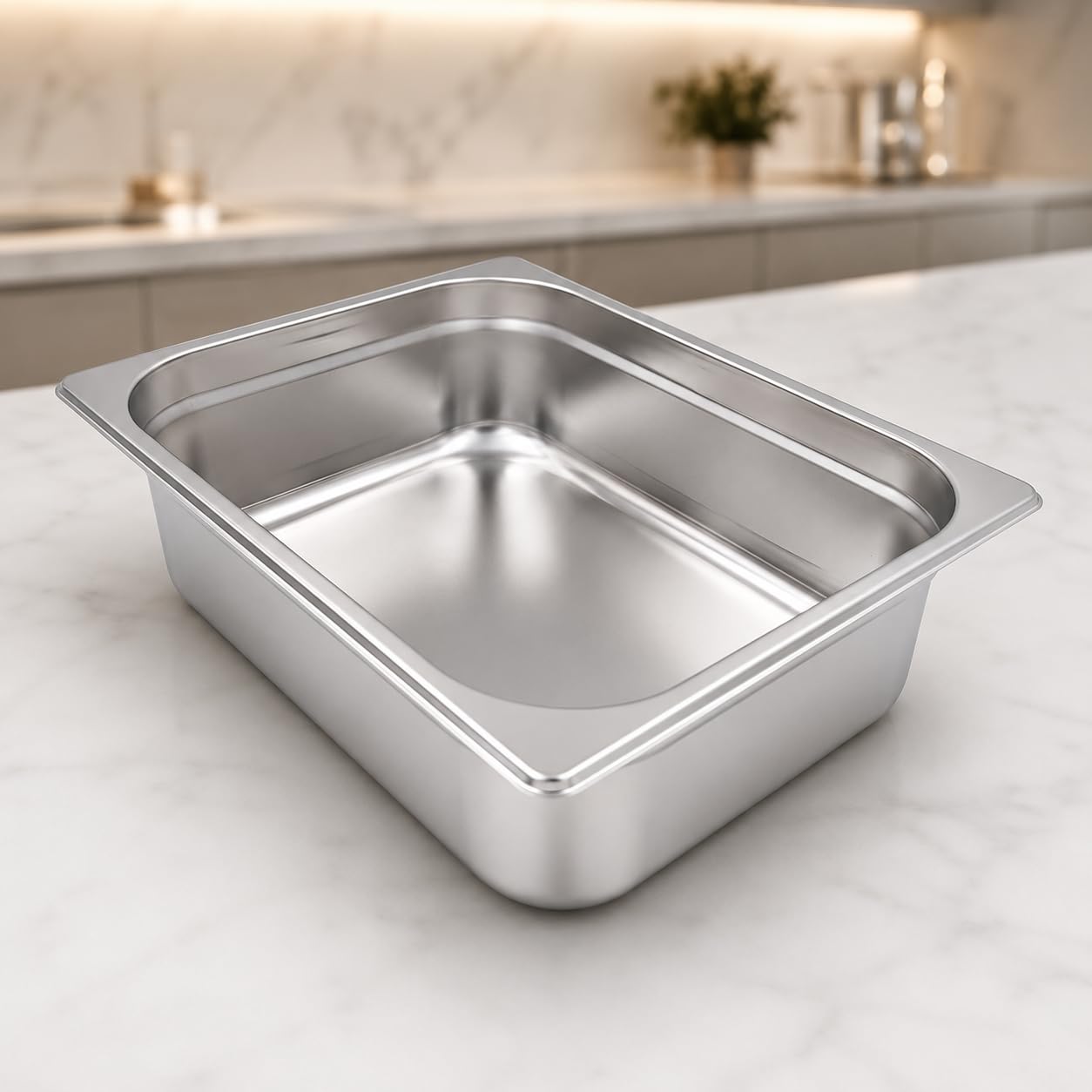 GURUBHAI EQUIPMENTS Gn Pan Food Container 1/2 100mm (4" Deep) Stainless Steel Gastronorm Pan with Lid-(Set of 1) – Easy-to-Clean Food Storage Solution for Commercial Kitchens, Catering use