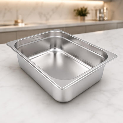GURUBHAI EQUIPMENTS Gn Pan Food Container 1/2 100mm (4" Deep) Stainless Steel Gastronorm Pan with Lid-(Set of 1) – Easy-to-Clean Food Storage Solution for Commercial Kitchens, Catering use
