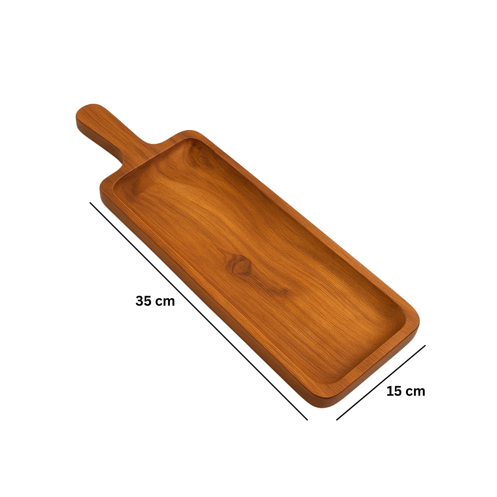 GURUBHAI EQUIPMENTS Wooden Serving Tray with Handle Set of 3 – Rectangular Sizzler Bet with Handle for Hot Sizzling Platters | Durable Wooden Underliner for Restaurants, Café & Home Serving