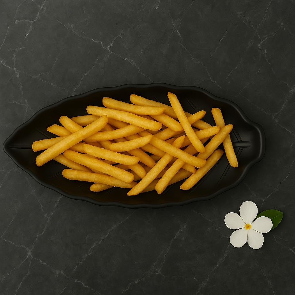GURUBHAI EQUIPMENTS Melamine Serving Platter – Set of 6 | Unbreakable Bat Platter/Trays for French Fries, Momos, Rolls, Snacks & Desserts | Stylish & Durable Platters for Home, Cafés & Restaurants