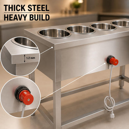 Gurubhai Equipments Electric Bain Marie Commercial Food Warmer Steam Table Buffet Counter for Restaurant Catering