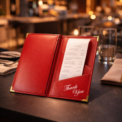 Gurubhai Equipments Bill Folder for Restaurant & Café Receipt Presenter with Thank You Print – Durable Menu & Receipt Holder for Hotels, Dine-in & Billing
