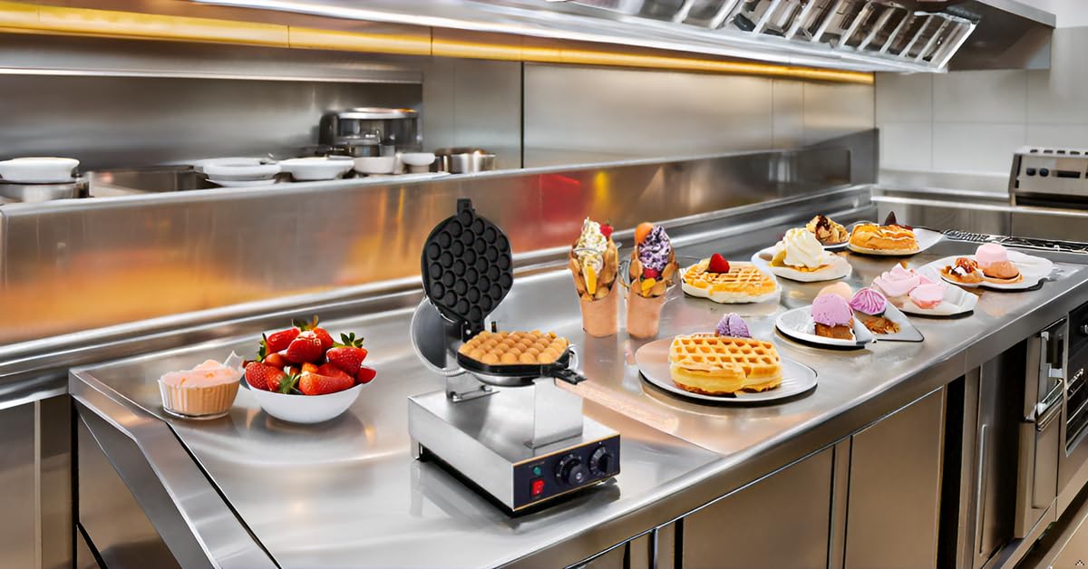 Gurubhai Equipments Commercial Waffle Maker Machine, Electric Belgian Waffle Baker, Professional Waffle Machine for Cafe Bakery Restaurant Food Stall