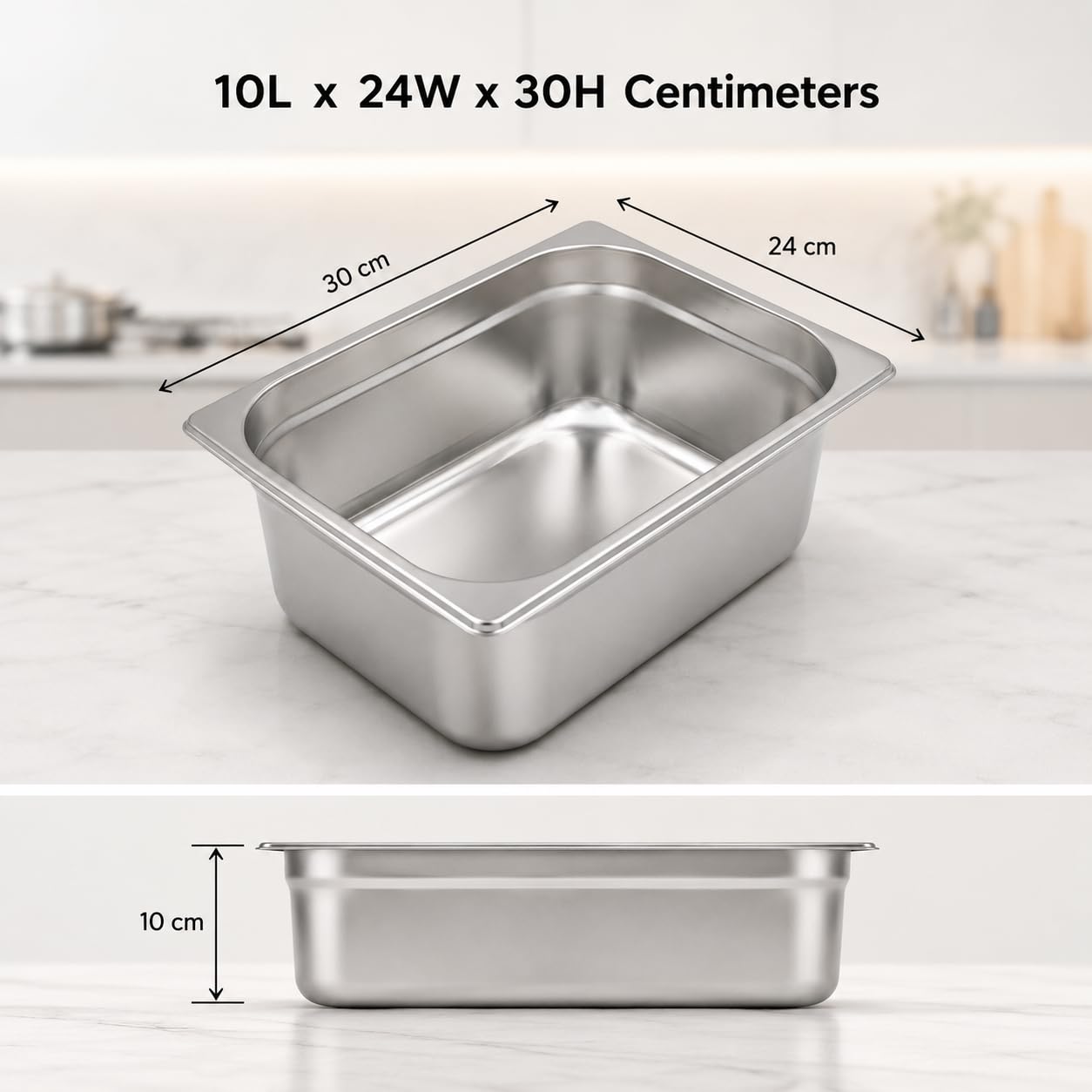 GURUBHAI EQUIPMENTS Gn Pan Food Container 1/2 100 mm (4" Deep) Stainless Steel Gastronorm Pan – Easy-to-Clean Food Storage Solution for Commercial Kitchens, Catering use