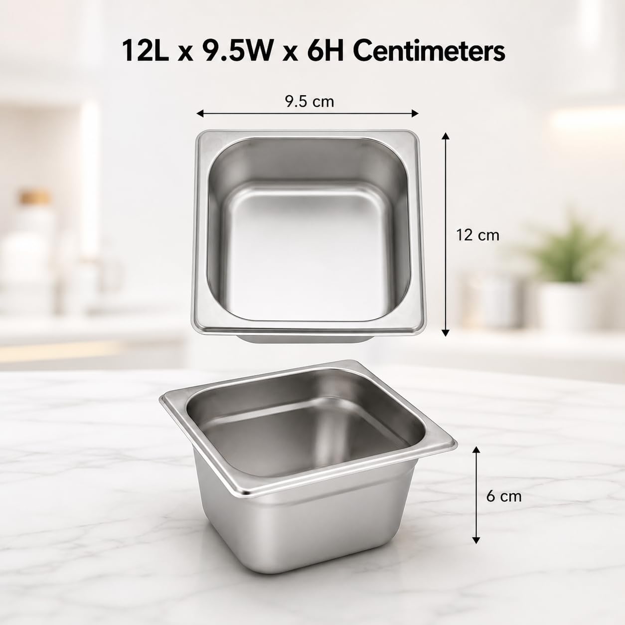 GURUBHAI EQUIPMENTS GN Pan Food Container 1/6 100mm (4" Deep) – Stainless Steel Gastronorm Pan, Easy-to-Clean Food Storage Solution for Commercial Kitchens & Catering Use