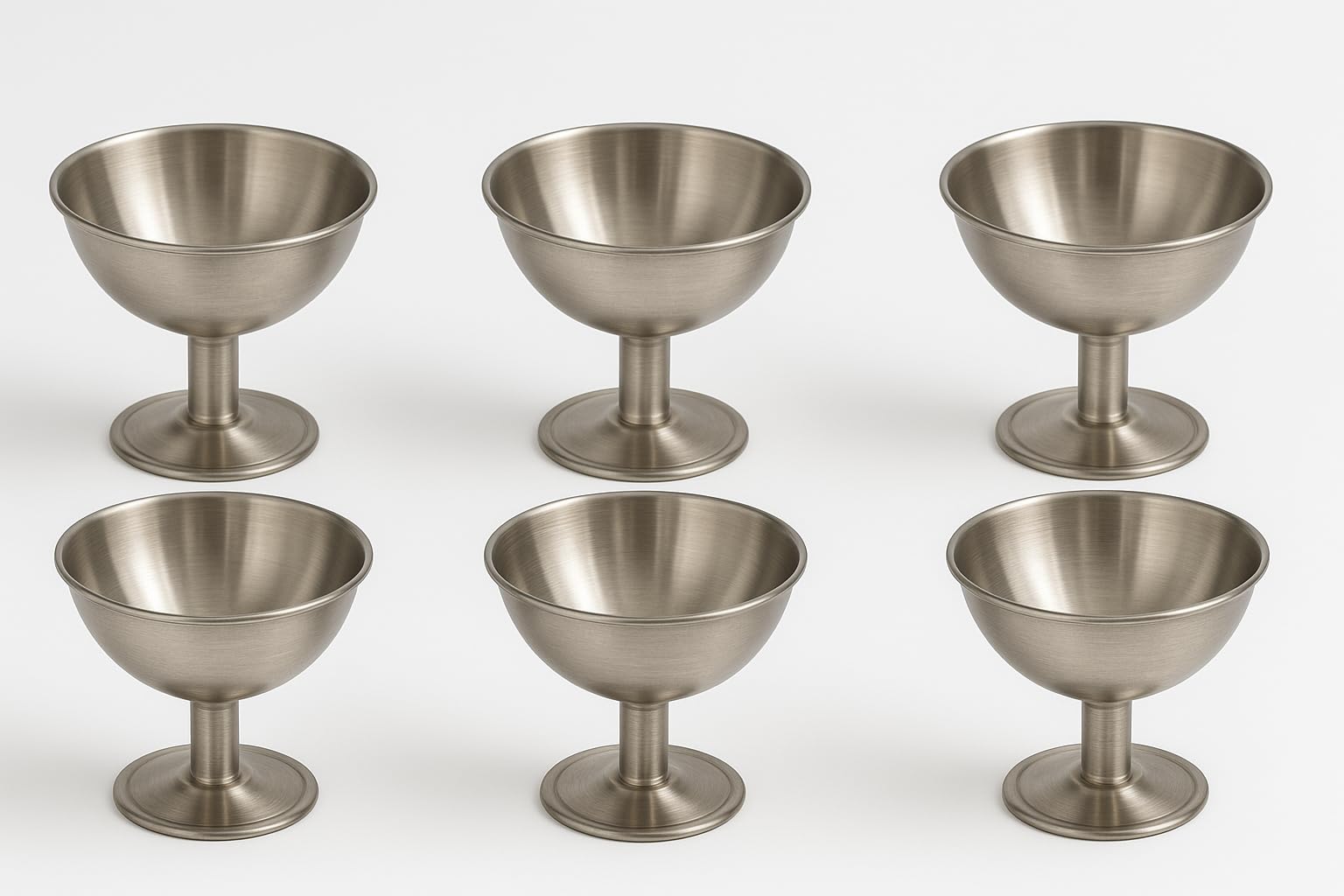 GURUBHAI EQUIPMENTS Stainless Steel Dessert Cups – Set of 6 | Premium Ice Cream Bowls for Dessert, Pudding, Custard & Fruits | Durable, Easy-to-Clean Serving Bowls for Home & Restaurant Use