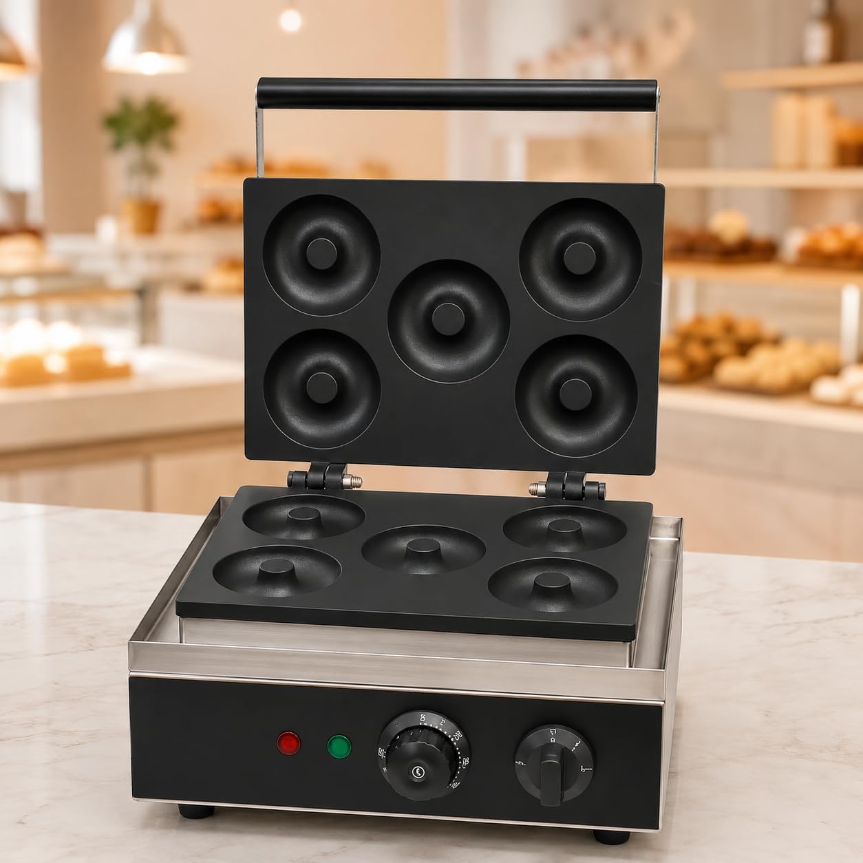 Gurubhai Equipments Donut Waffle Machine, Commercial Electric Waffle Maker Machine, Professional Donut Waffle Baker for Cafe Bakery Restaurant