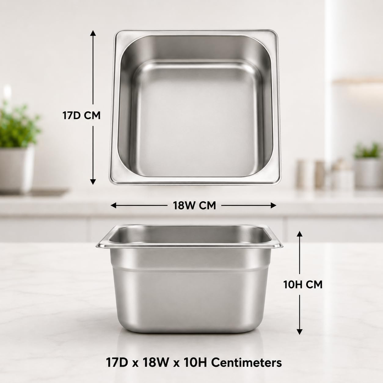 GURUBHAI EQUIPMENTS GN Pan Food Container 1/6 100mm (4" Deep) Stainless Steel Gastronorm Pan (Set of 4), Easy-to-Clean Food Storage Solution for Commercial Kitchens & Catering Use