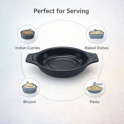 GURUBHAI EQUIPMENTS Melamine Gravy Serving Bowls with Handles | Durable Heat-Resistant Serving Dish for Curry, Dal, Sabzi & Starters | for Home, Hotel & Restaurant Use