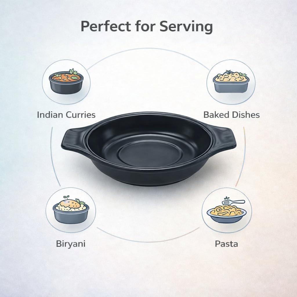 GURUBHAI EQUIPMENTS Melamine Serving Bowl Set of 6 for Biryani, Rice, Pulao, Curries, Salads & Soups | Unbreakable, Lightweight, Food-Grade, Dishwasher Safe Tableware