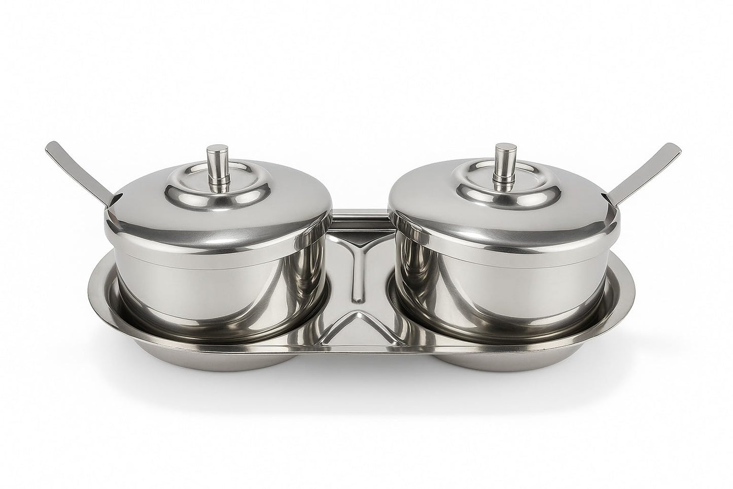 GURUBHAI EQUIPMENTS Stainless Steel Spice Serving Bowls with Tray for Dining Table, Home, Restaurant & Hotel Use