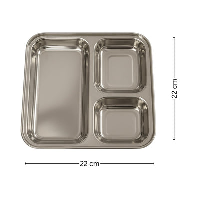 GURUBHAI EQUIPMENTS Stainless Steel Compartment Thali Plates with Sections | Durable Partition Plates for Mess, Canteen, Hostel & Home Dining