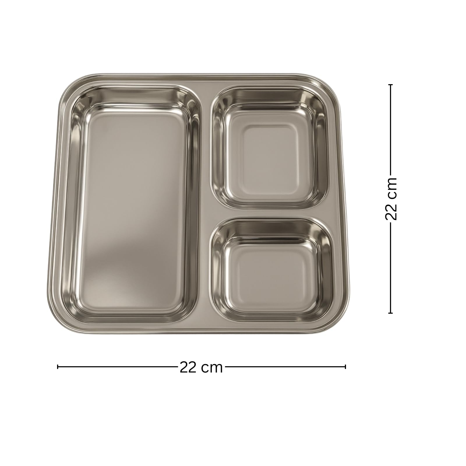 GURUBHAI EQUIPMENTS Stainless Steel Pav Bhaji Plates – Set of 6 | 3-in-1 Compartment Plate for Snacks, Chutney & Pav Bhaji | Durable, Rust-Free & Easy to Clean – Ideal for Home & Restaurant Use