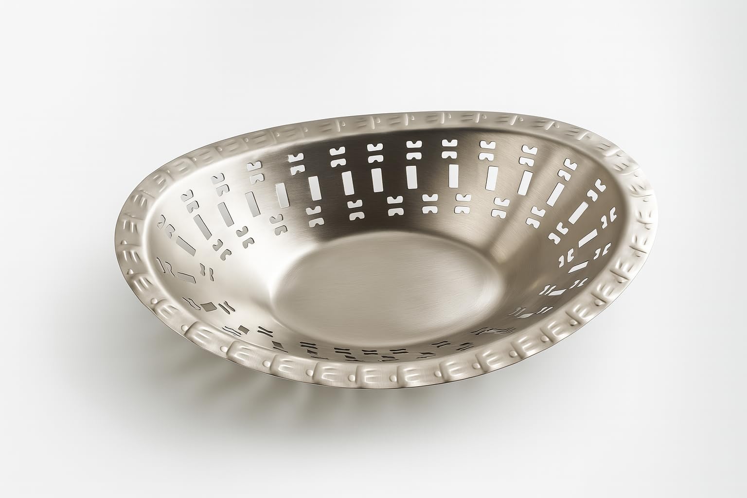 Gurubhai Equipments Stainless Steel Naan Serving Bowl Set of 2 | Oval Bread Basket with Laser Cut Design | Elegant Nan Serving Basket for Restaurants, Hotels, Catering & Home Kitchen Use (Small)