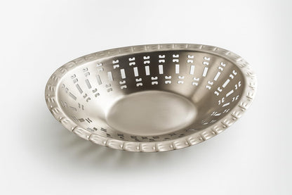 Gurubhai Equipments Stainless Steel Naan Serving Bowl Set of 2 | Oval Bread Basket with Laser Cut Design | Elegant Nan Serving Basket for Restaurants, Hotels, Catering & Home Kitchen Use (Small)