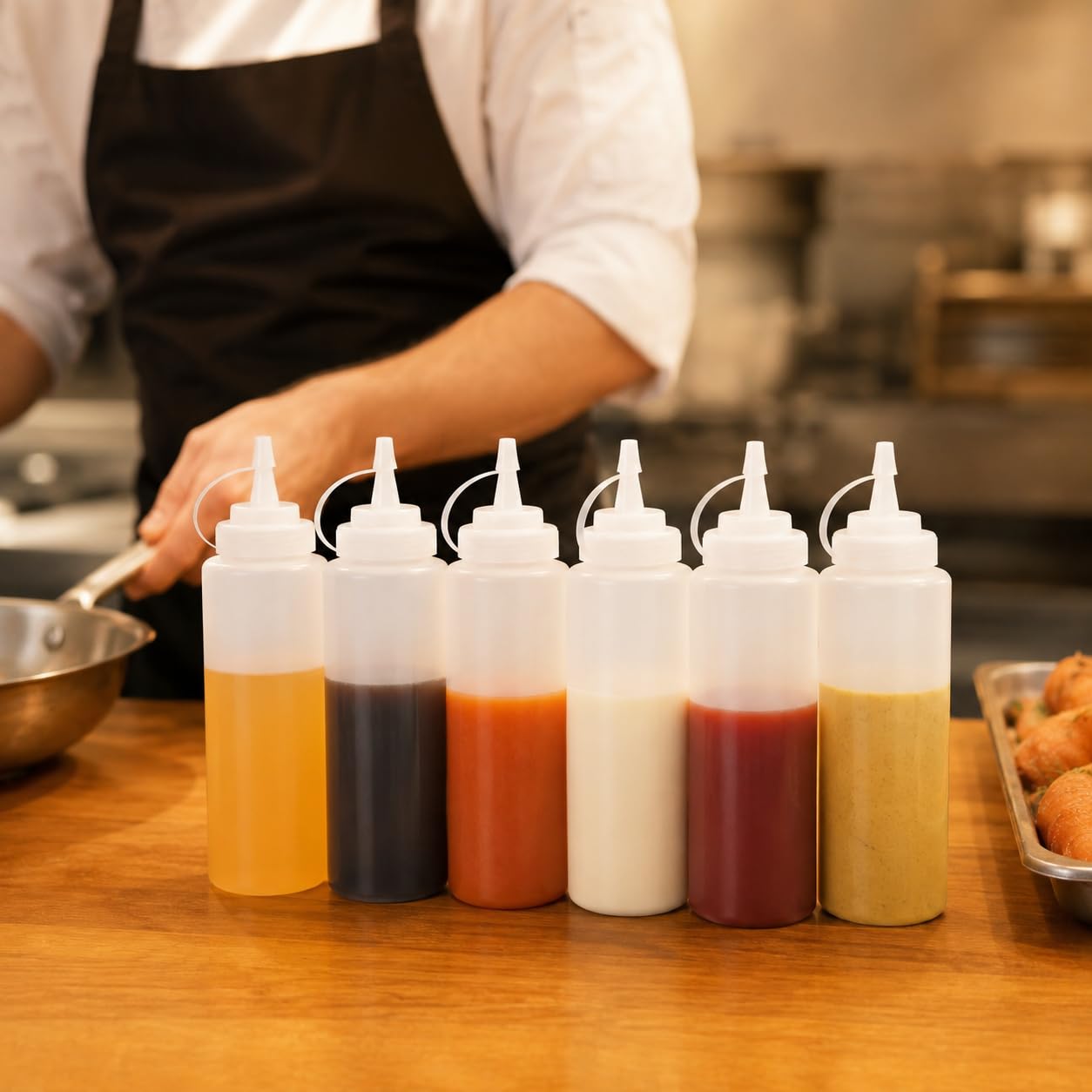 GURUBHAI EQUIPMENTS 500 ml Plastic Squeeze Bottle – Pack of 6 | Food-Grade Sauce & Ketchup Dispenser Bottle with Nozzle Cap | Easy-Pour, Leak-Proof for Kitchen, Restaurant & Café Use