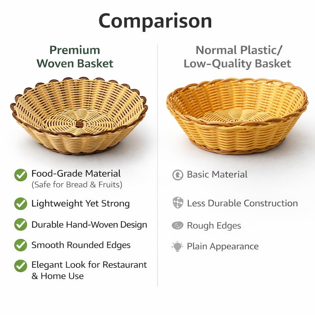 Gurubhai Equipments Wicker Basket with Handle, Handwoven Storage and Carry Basket for Home, Kitchen, Laundry and Gift Hampers