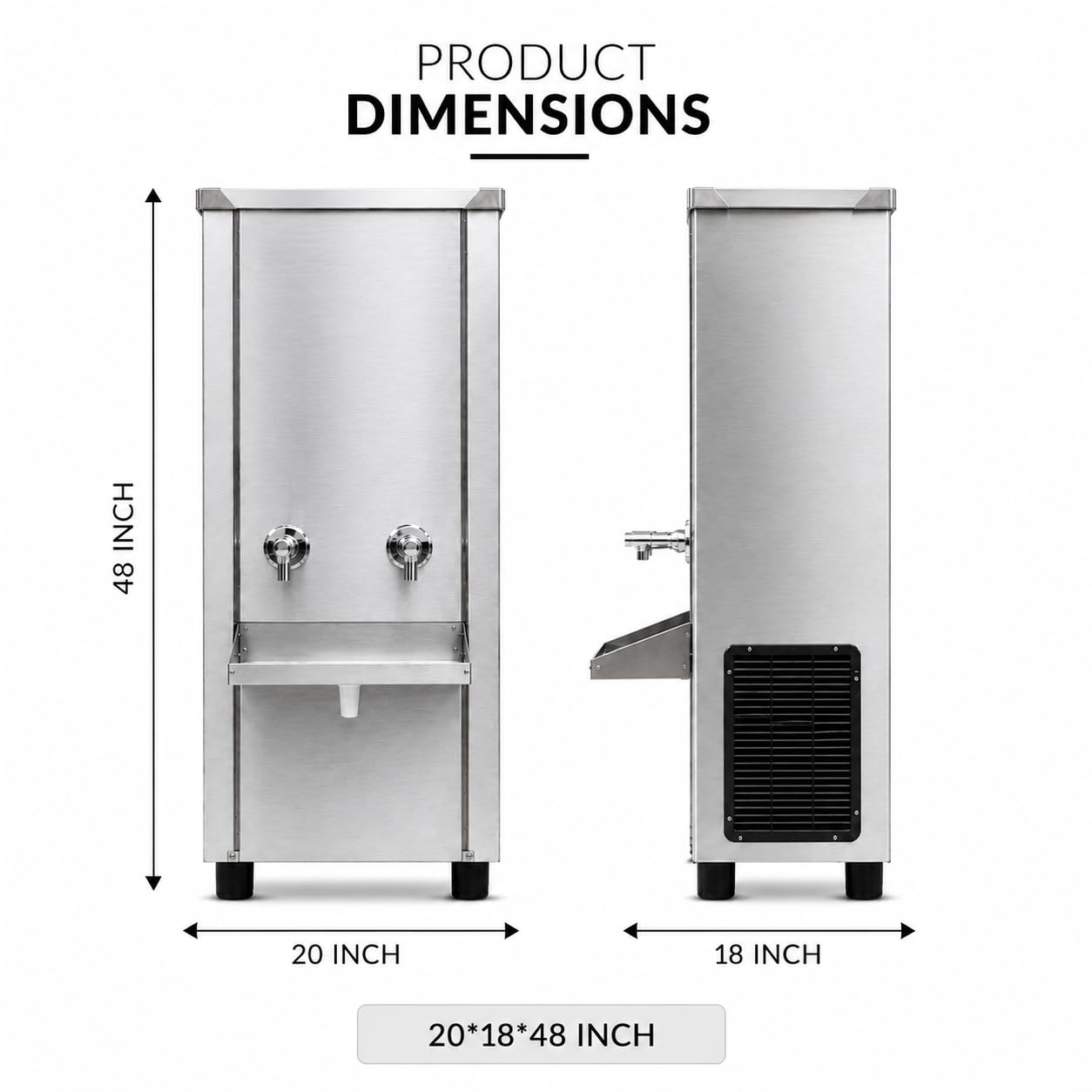 Gurubhai Equipments 60L Stainless Steel Water Cooler | Commercial Drinking Water Cooler Machine | Heavy Duty Electric Water Cooler for Office, School & Restaurant