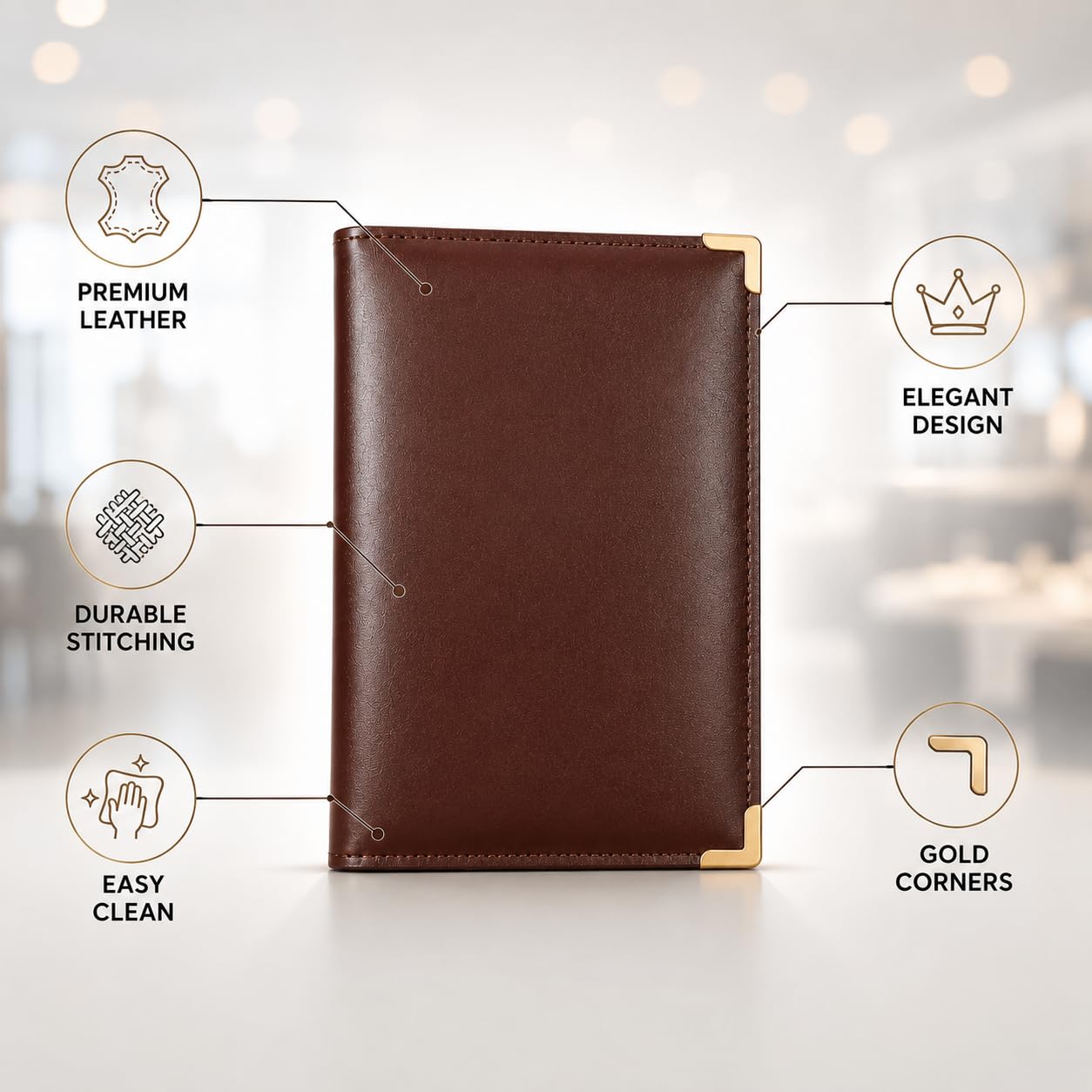 Gurubhai Equipments Bill Folder for Restaurant & Café Receipt Presenter with Thank You Print – Durable Menu & Receipt Holder for Hotels, Dine-in & Billing