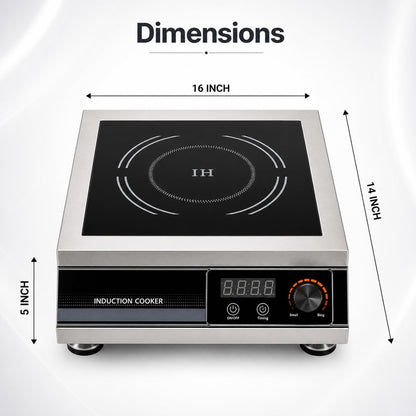 Gurubhai Equipment Commercial Induction Stove 3500W Flat Induction Cooktop with Knob Control for Restaurant Catering Buffet Cloud Kitchen