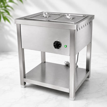 Gurubhai Equipments 1/2 2GN Electric Autocut Bain Marie Commercial Food Warmer Stainless Steel Steam Table Buffet Counter with Undershelf for Restaurant Catering