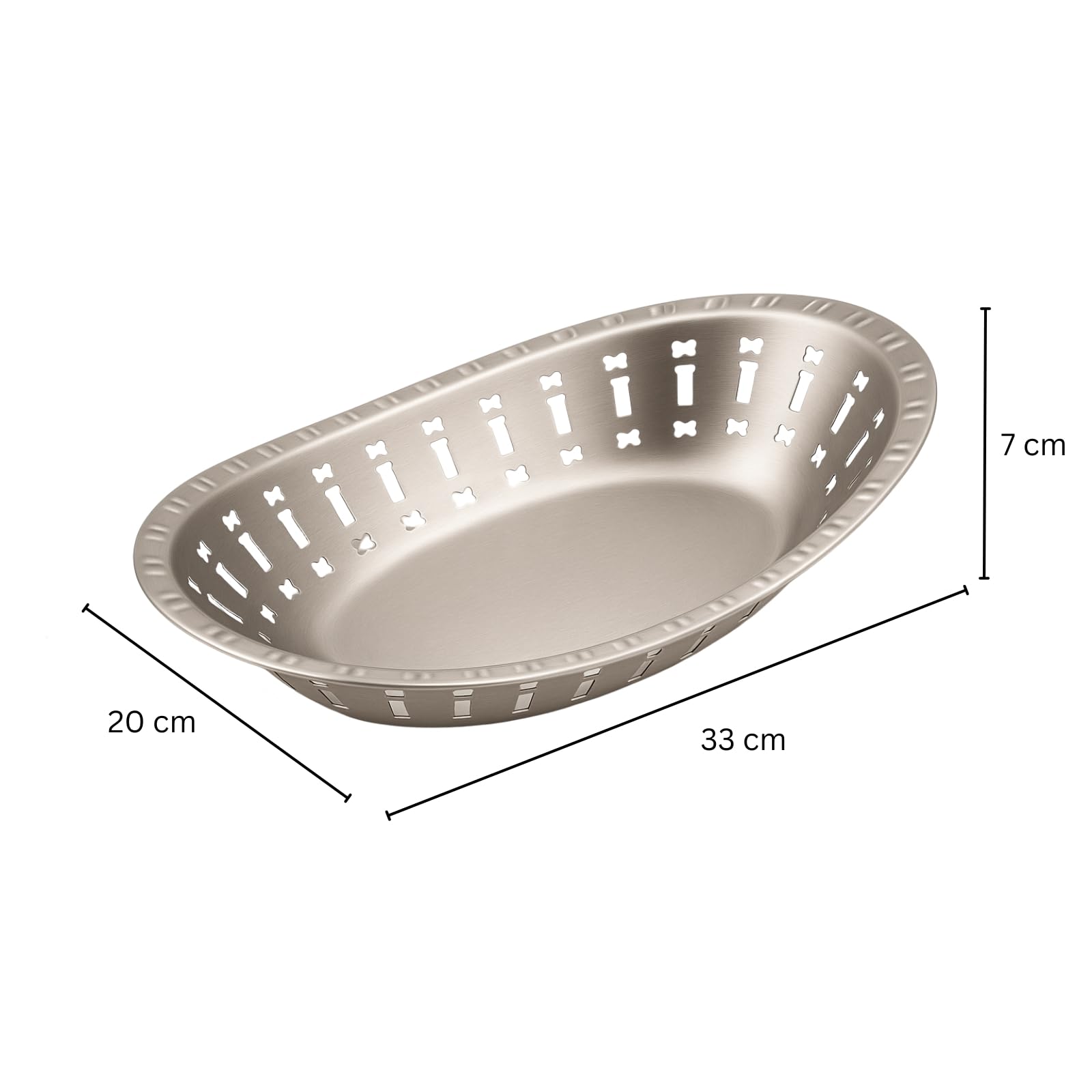 Gurubhai Equipments Stainless Steel Naan Serving Bowl Oval Bread Basket with Laser Cut Design | Elegant Nan Serving Basket for Restaurants, Hotels, Catering & Home Kitchen Use