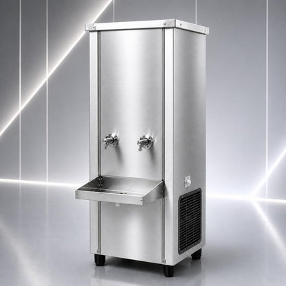 Gurubhai Equipments 100L Stainless Steel Water Cooler | Commercial Drinking Water Cooler Machine | Heavy Duty Electric Water Cooler for Office, School & Restaurant