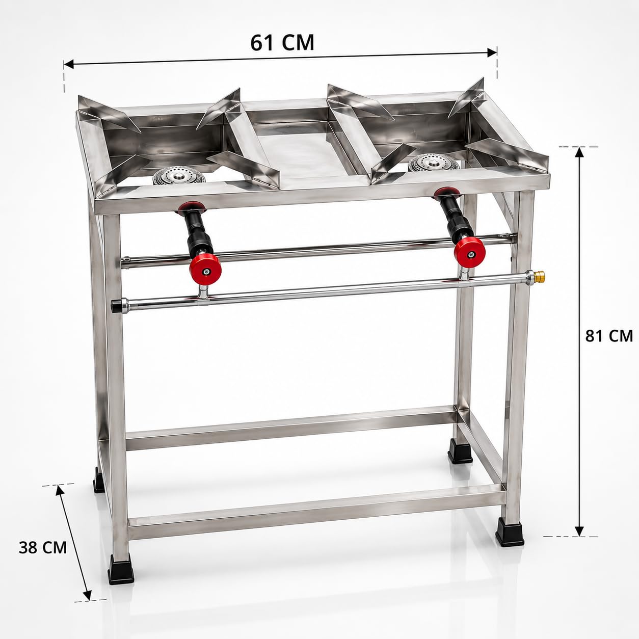 Gurubhai Equipments Stainless Steel Folding Single Burner Gas Stove – Portable Bhatti Range with Side Wall & Control Valve | Ideal for Outdoor Catering, Food Stalls & Commercial Use