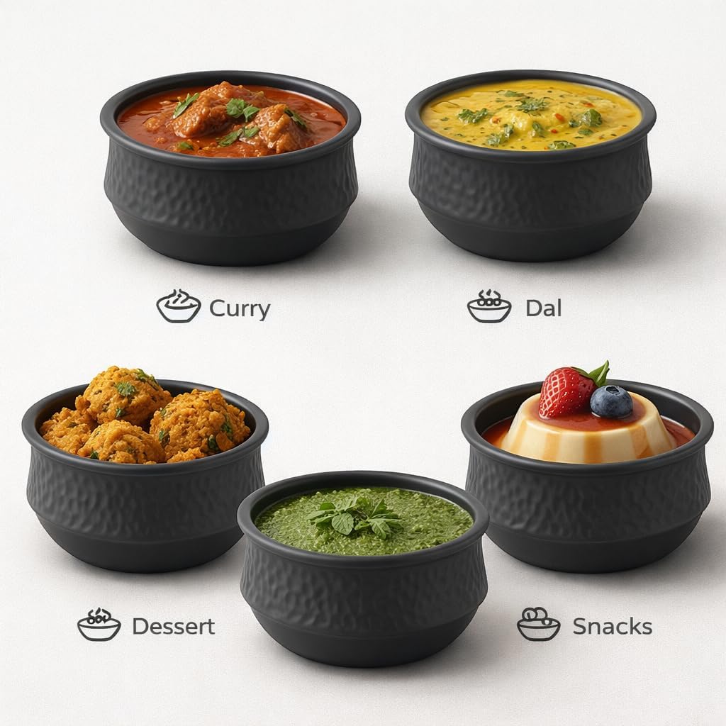 GURUBHAI EQUIPMENTS Melamine Gravy Serving Bowls with Handles | Durable Heat-Resistant Serving Dish for Curry, Dal, Sabzi & Starters | for Home, Hotel & Restaurant Use