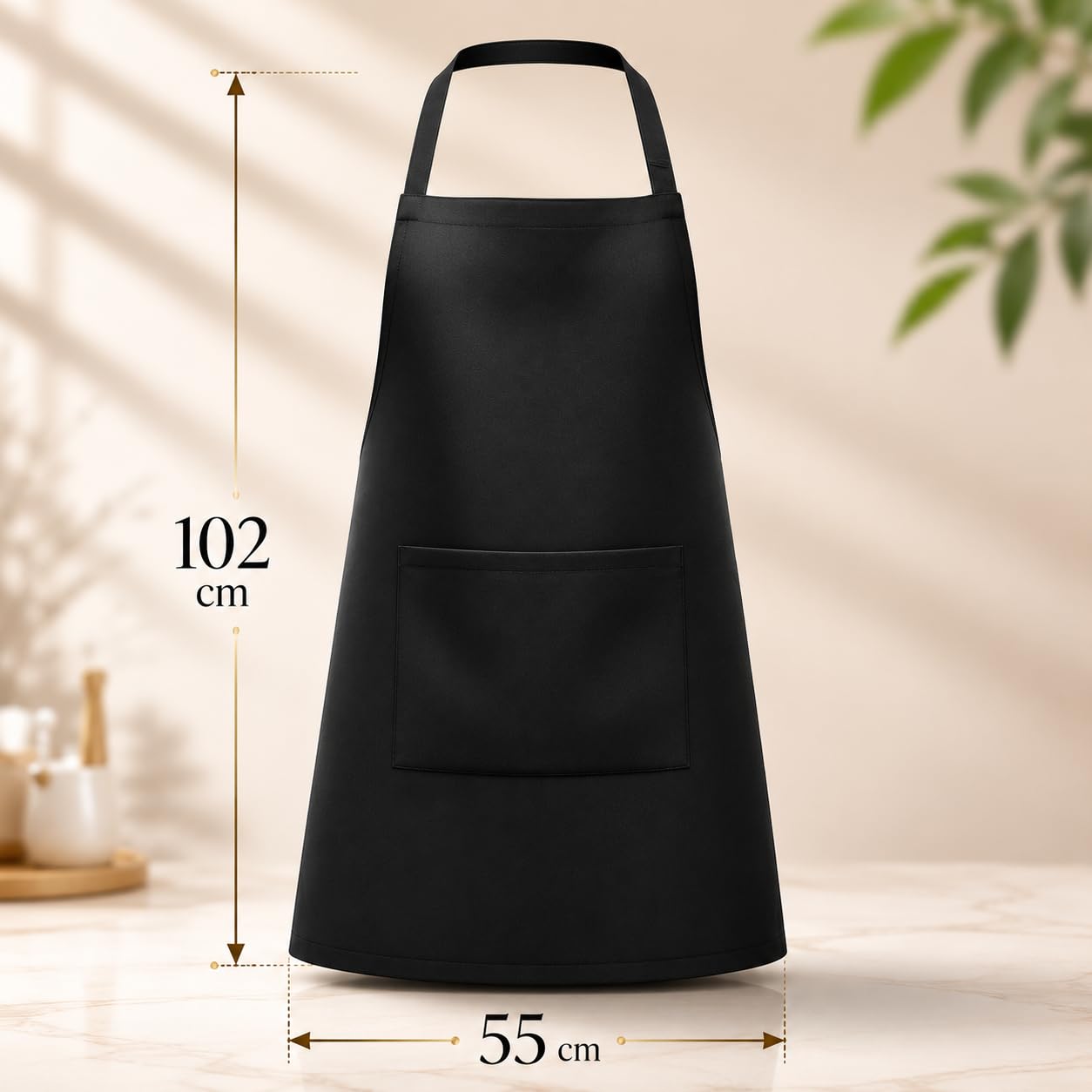 GURUBHAI EQUIPMENTS Black Chef Apron with Hat Set | Adjustable Kitchen Apron with Front Pocket for Men & Women | Professional Cooking Uniform for Restaurants, Cafés & Catering Use