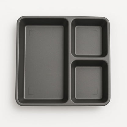 GURUBHAI EQUIPMENTS Plastic Pav Bhaji Plate 3 in 1 Partition Compartment Plate Set of 6 (23x23 Cm)