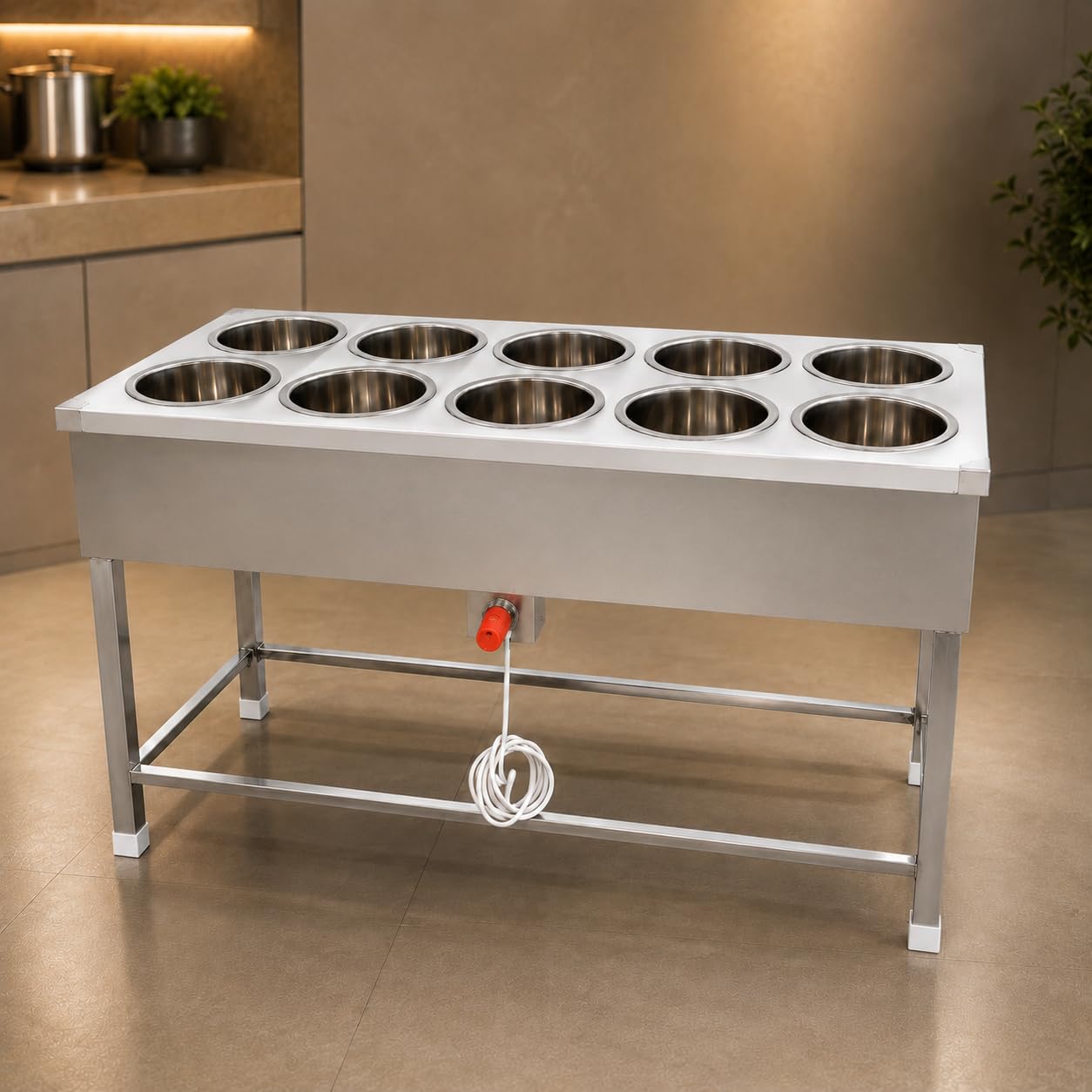 Gurubhai Equipments Electric Bain Marie Commercial Food Warmer Steam Table Buffet Counter for Restaurant Catering