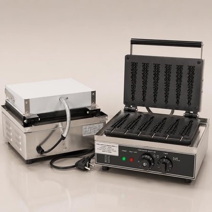 Commercial 6-Lolly Electric Waffle Maker with Timer & Temperature Control 16x38 - product view 5