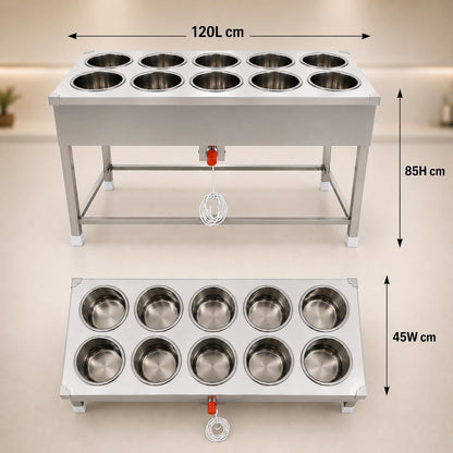 Gurubhai Equipments Electric Bain Marie Commercial Food Warmer Steam Table Buffet Counter for Restaurant Catering