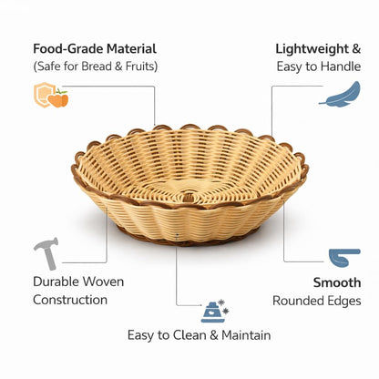 Gurubhai Equipments Wicker Basket with Handle, Handwoven Storage and Carry Basket for Home, Kitchen, Laundry and Gift Hampers