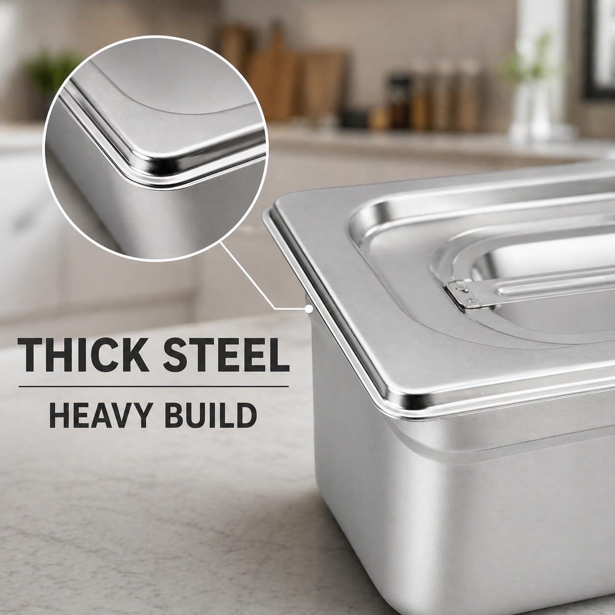 GURUBHAI EQUIPMENTS Stainless Steel GN Pan 1/9 Size – 100mm (4" Deep) Gastronorm Food Container with Lid | Commercial Grade Pan for Catering, Buffet & Kitchen Storage (Set of 1)